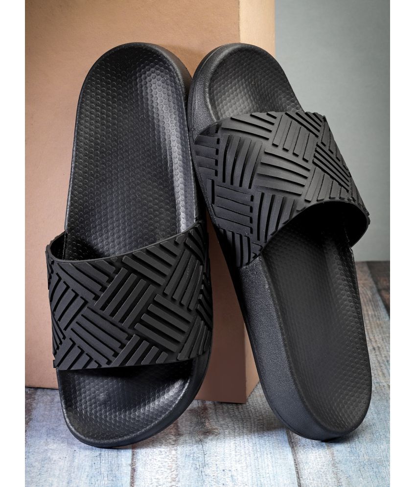     			Action Black Men's Slide Flip Flop