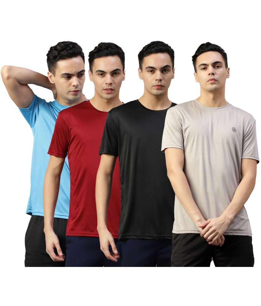     			Diaz Cotton Blend Regular Fit Solid Half Sleeves Men's T-Shirt - Multicolor ( Pack of 4 )