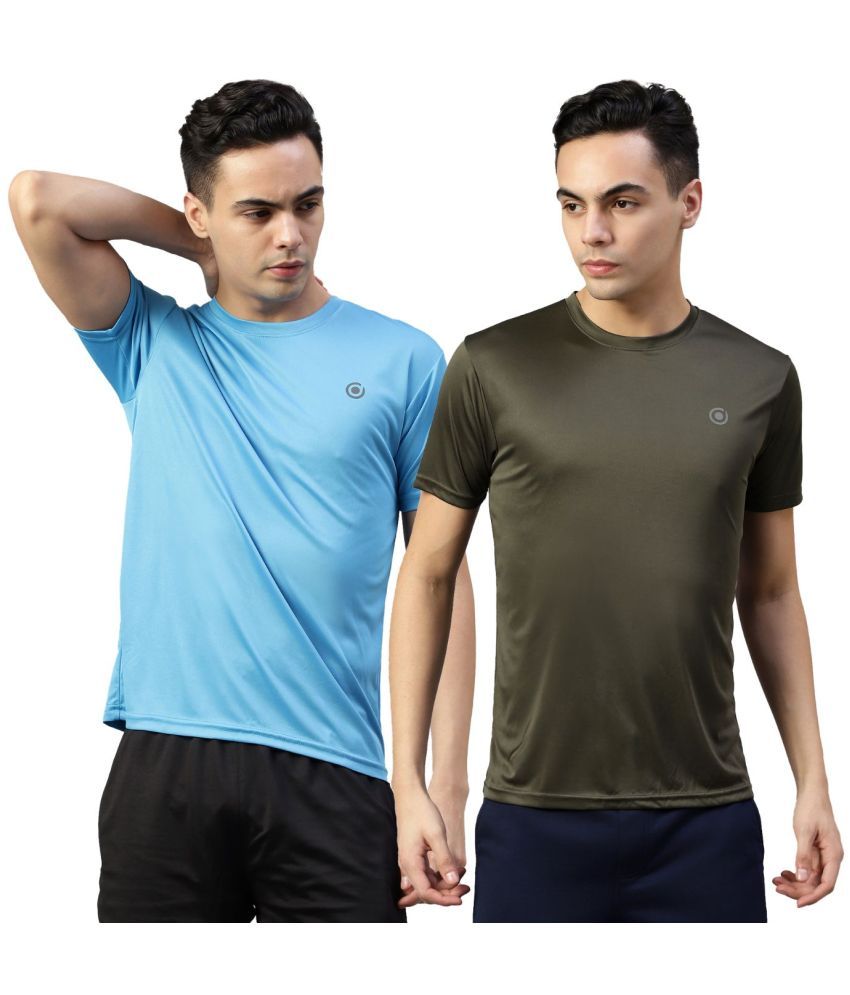     			Diaz Cotton Blend Regular Fit Solid Half Sleeves Men's T-Shirt - Multicolor ( Pack of 2 )