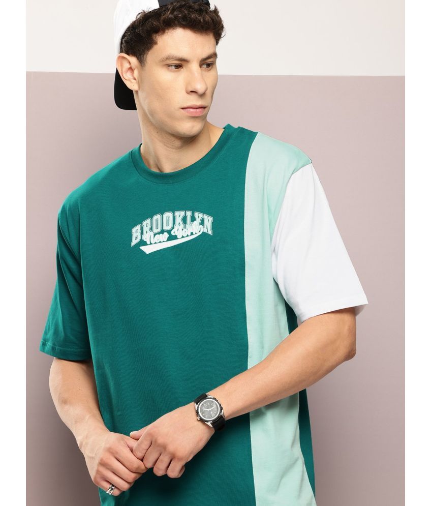     			Dillinger Cotton Oversized Fit Colorblock Half Sleeves Men's T-Shirt - Green ( Pack of 1 )