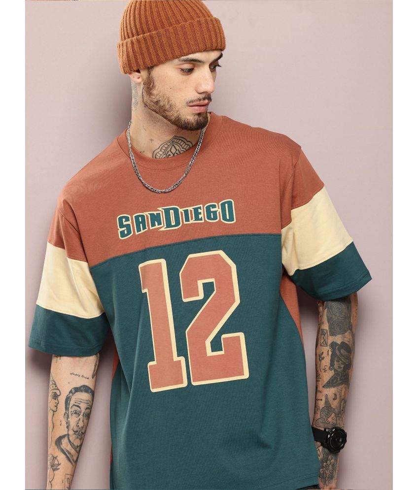     			Dillinger Cotton Oversized Fit Printed Half Sleeves Men's T-Shirt - Green ( Pack of 1 )