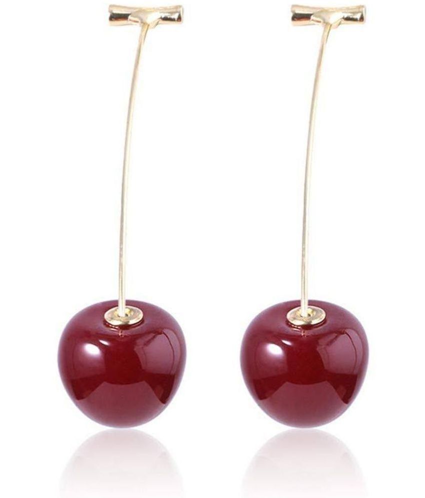     			FASHION FRILL Red Drop Earrings ( Pack of 1 )