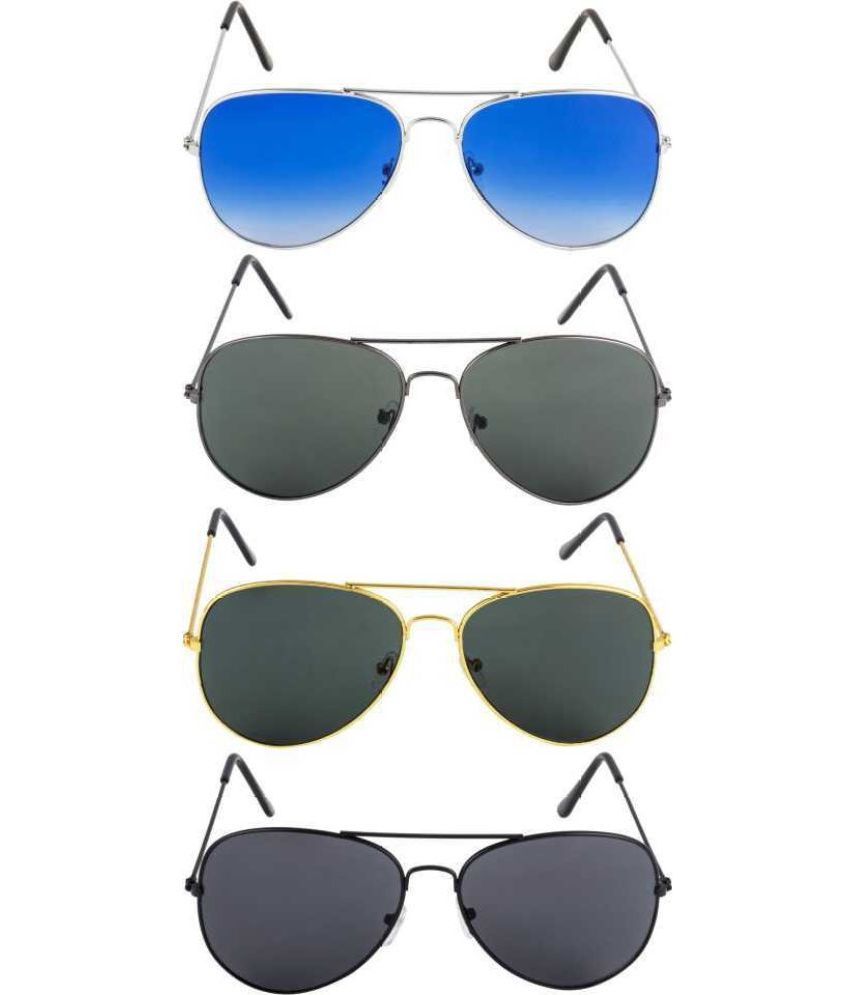     			Funk Multicolor Pilot Sunglasses ( Pack of 4 )