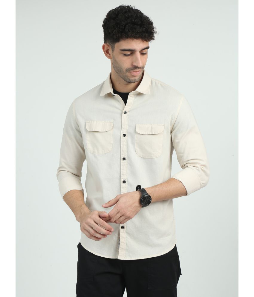     			HETIERS 100% Cotton Slim Fit Solids Full Sleeves Men's Casual Shirt - Beige ( Pack of 1 )