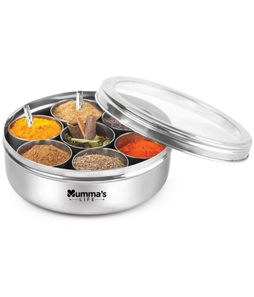     			Mumma's Life ‎Steel_Masala_Box Steel Silver Spice Container ( Set of 1 )