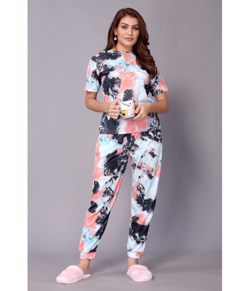     			NightBlue Multicolor Crepe Women's Nightwear Nightsuit Sets ( Pack of 1 )