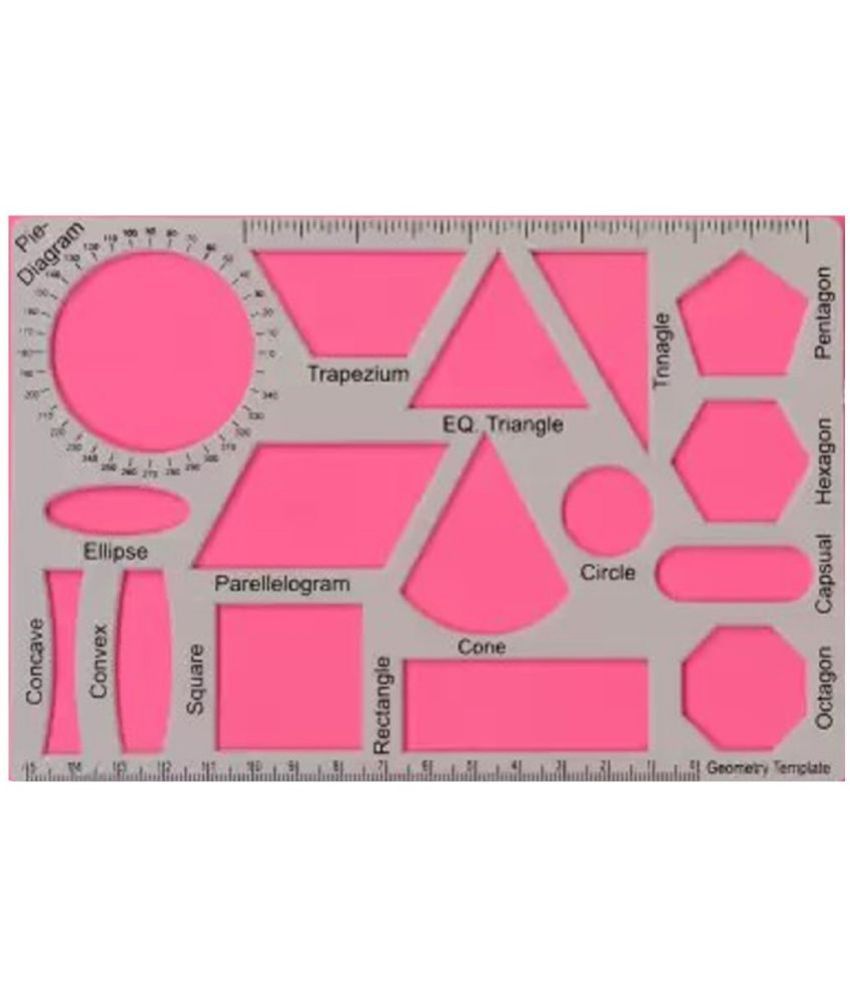    			PRANSUNITA School Geometry Template Drafting Scale Stencil - 16 Different Shapes - Very Useful to Offices Architect, Engineering Students - Pack of 1 pcs