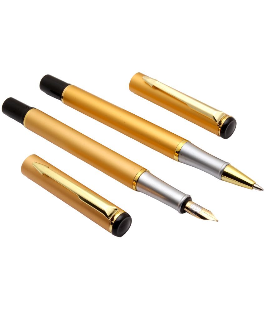     			Srpc Set Of Fountain Pen & Rollerball Pen Millennium Golden Metal Body With Arrow Clip