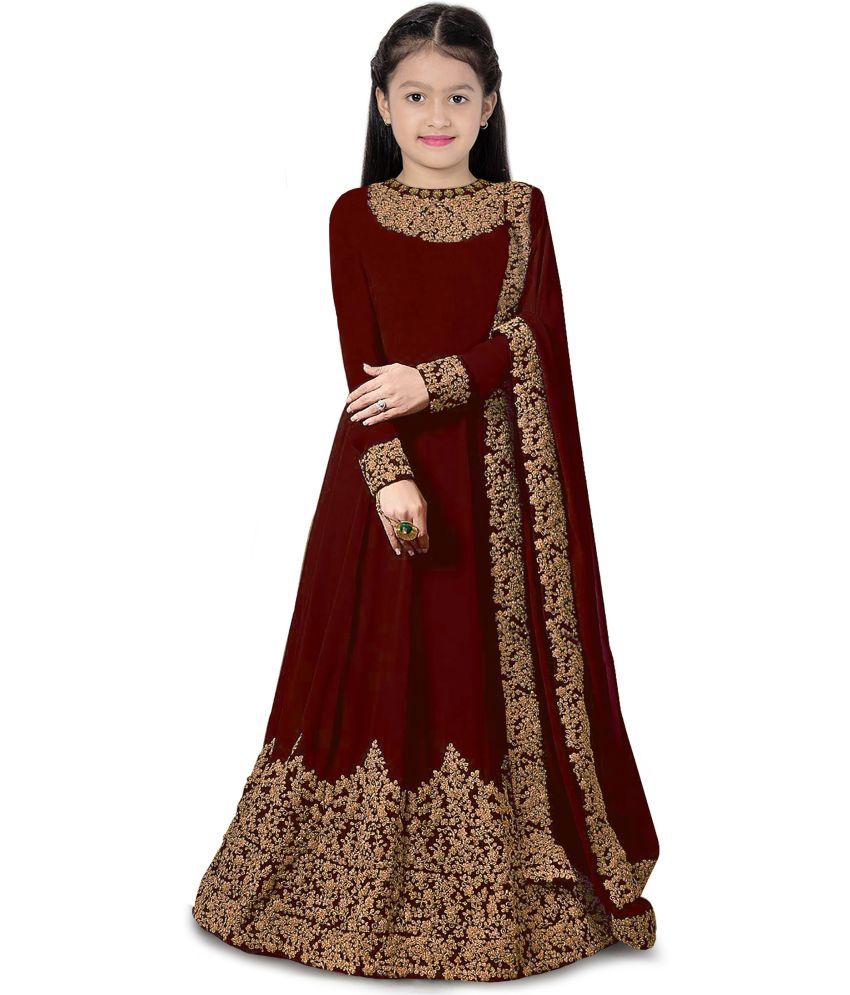     			kedar fab Maroon Georgette Girls Gown ( Pack of 1 )