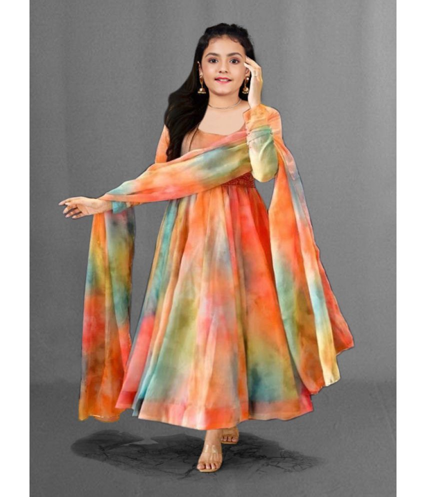     			kedar fab Georgette Gown For Girls ( Pack of 1 , Multicolor )