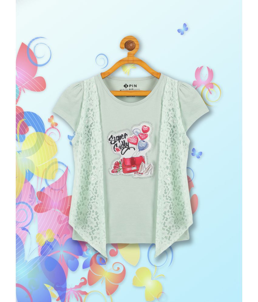     			3PIN Green 100% Cotton Girls Top ( Pack of 1 )