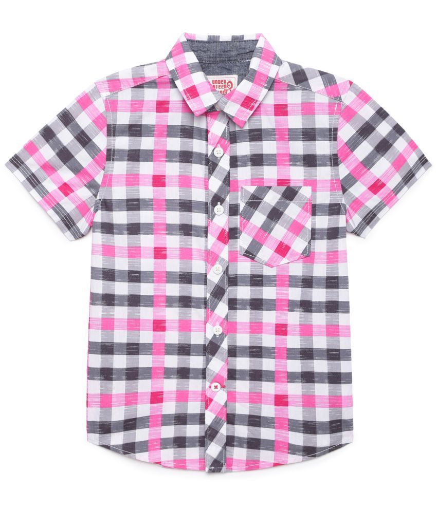     			Under Fourteen Only Pack of 1 Boys 100% Cotton Half Sleeves Shirt ( Pink )