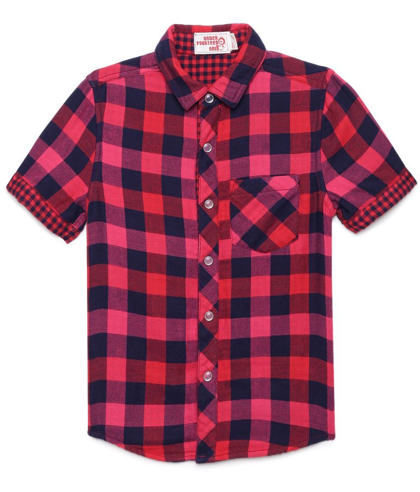     			Under Fourteen Only Single 100% Cotton Half Sleeves Shirt ( Red )