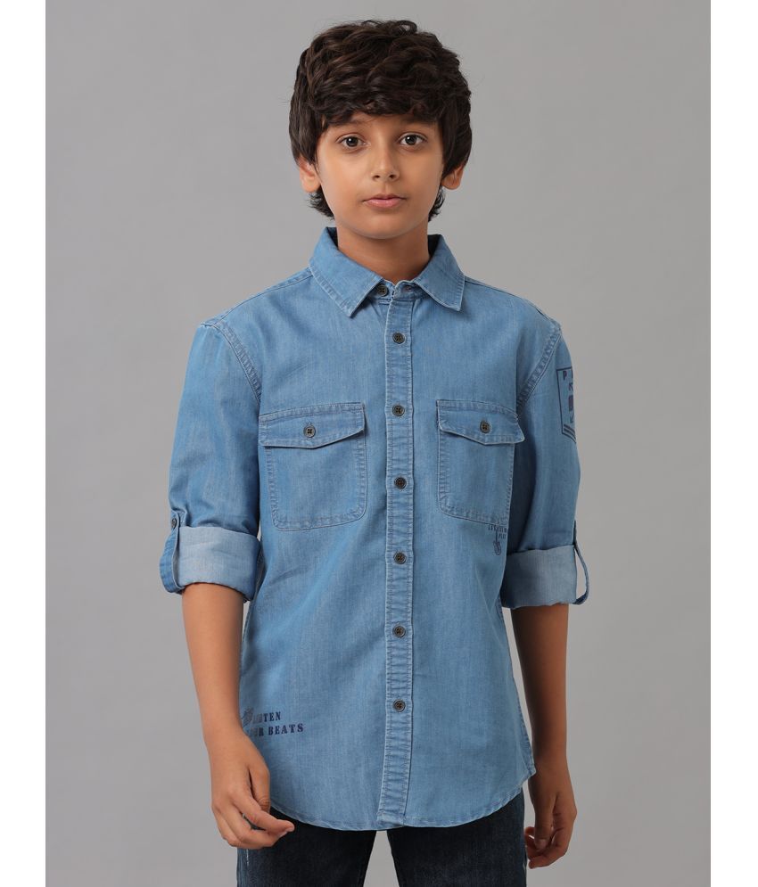     			Under Fourteen Only Single 100% Cotton Full Sleeves Shirt ( Blue )