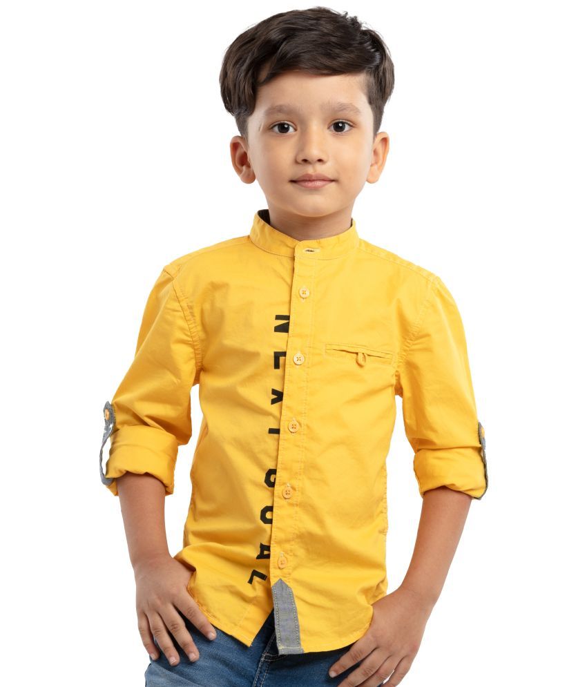     			Under Fourteen Only Pack of 1 Boys 100% Cotton Half Sleeves Shirt ( Yellow )