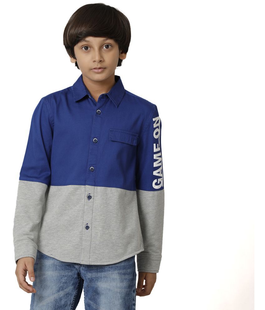     			Under Fourteen Only Pack of 1 Boys 100% Cotton Full Sleeves Shirt ( Blue )