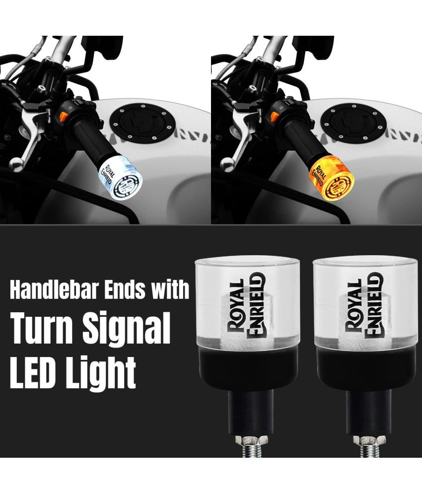     			Crystal Handle Bar Light End Indicator LED Light Side Weights For Bullet Bike - Classic, Standard, Electra, Thunderbird - 350/500 (Orange & White)