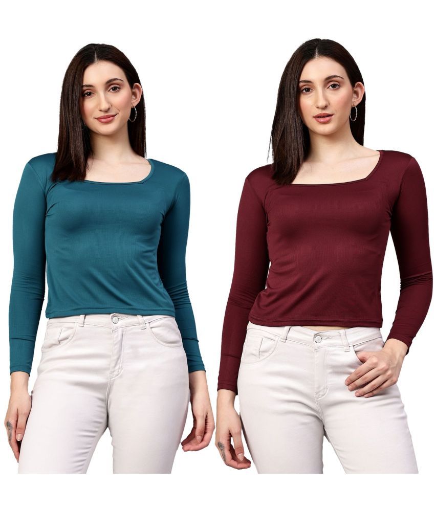     			Diaz Multi Color Cotton Blend Women's Regular Top ( Pack of 2 )