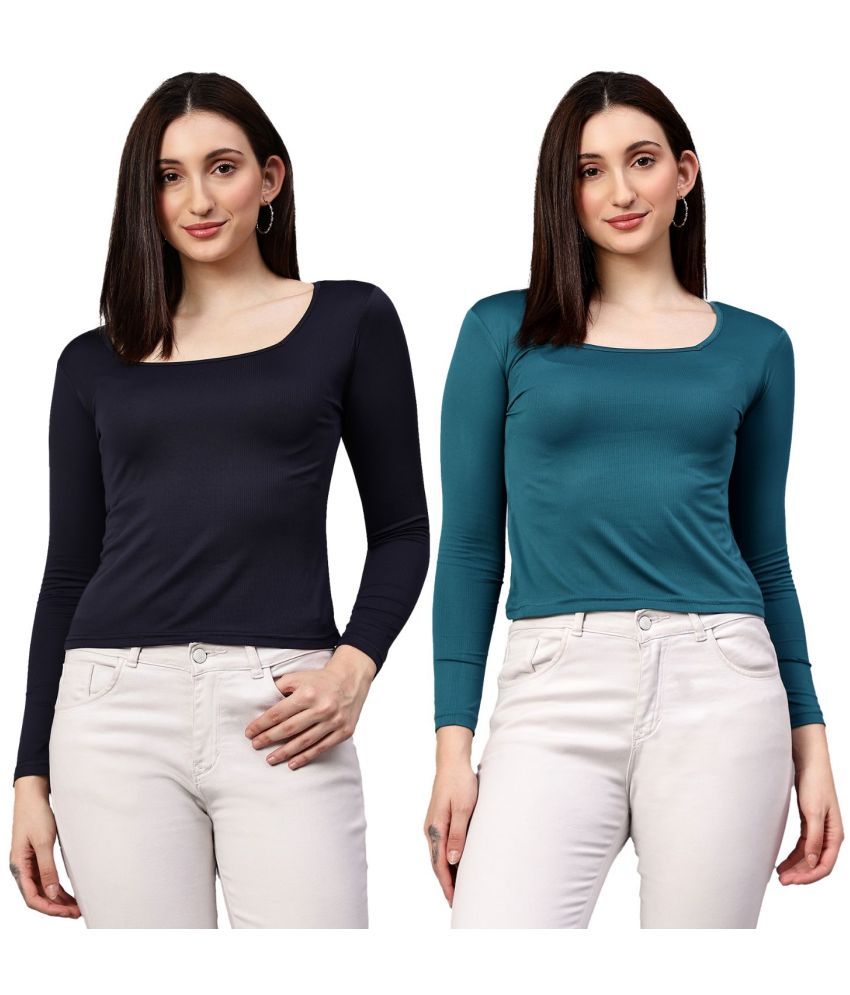     			Diaz Multi Color Cotton Blend Women's Regular Top ( Pack of 2 )