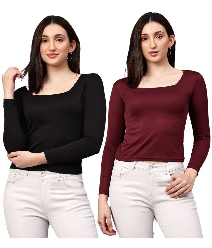     			Diaz Multi Color Cotton Blend Women's Regular Top ( Pack of 2 )