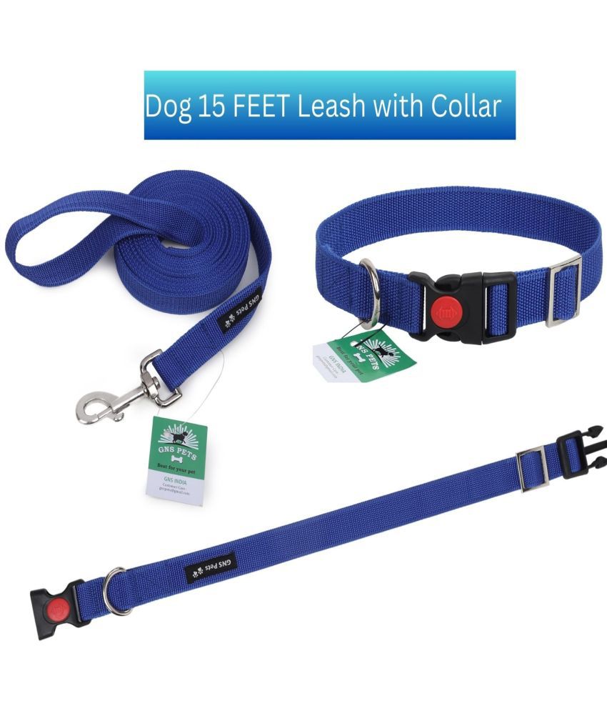     			GNS PETS Navy Blue Combo (Collar Belt and Leash) ( Large )