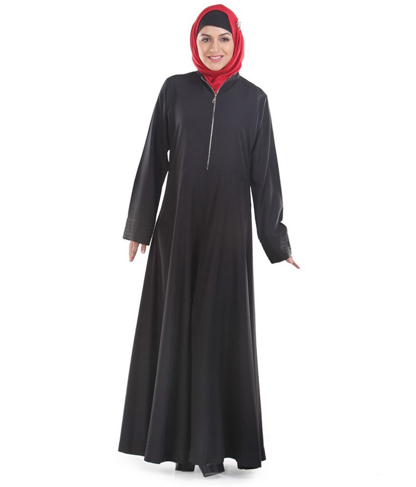     			Momin Libas Black Polyester Stitched Burqas without Hijab -