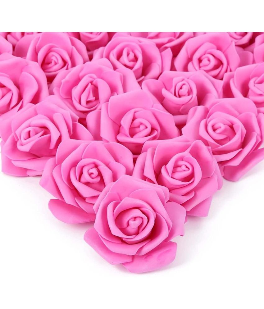     			PRANSUNITA Artificial Rose Flower Heads,10 pcs Real Looking Foam Fake Roses for DIY Wedding & Gift Packaging,Baby Shower Centerpieces Arrangements Home Decorations, Size 6 cm (2.5 inch) Colour - MAGENTA