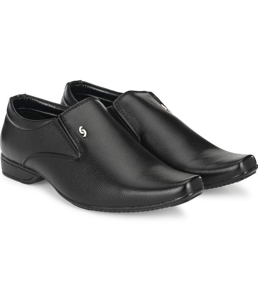     			Rising Wolf Black Men's Slip On Formal Shoes