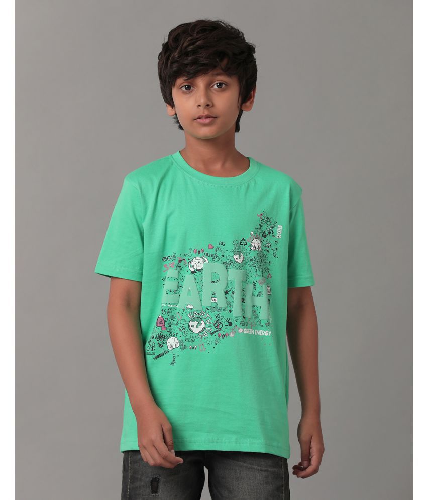     			Under Fourteen Only Green Cotton Blend Boy's T-Shirt ( Pack of 1 )