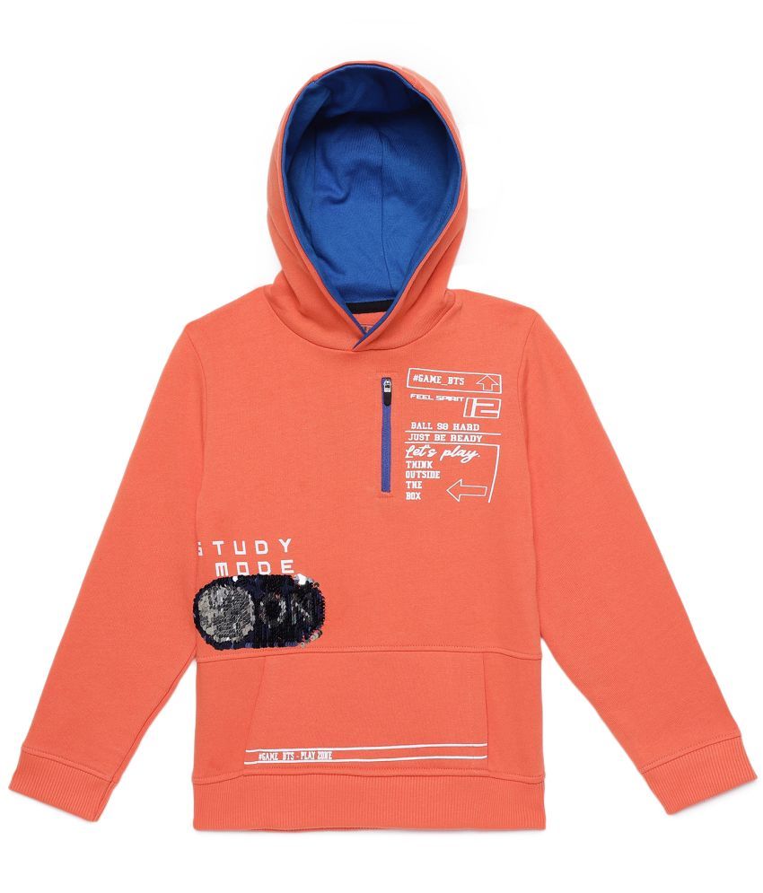     			Under Fourteen Only Orange Cotton Boys Sweatshirt ( Pack of 1 )