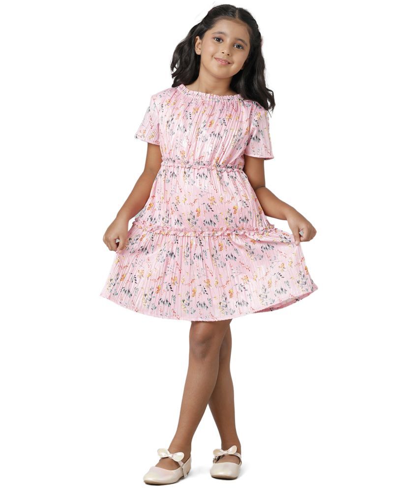     			Under Fourteen Only Pink Polyester Girls Asymmetric Dress ( Pack of 1 )