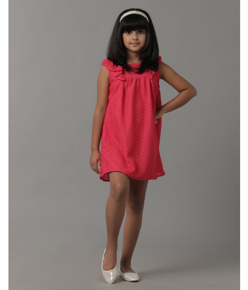     			Under Fourteen Only Pink Polyester Girls Asymmetric Dress ( Pack of 1 )