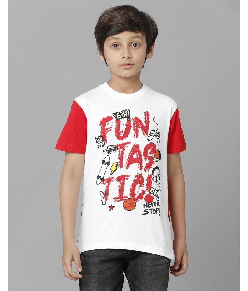     			Under Fourteen Only Red Cotton Blend Boy's T-Shirt ( Pack of 1 )