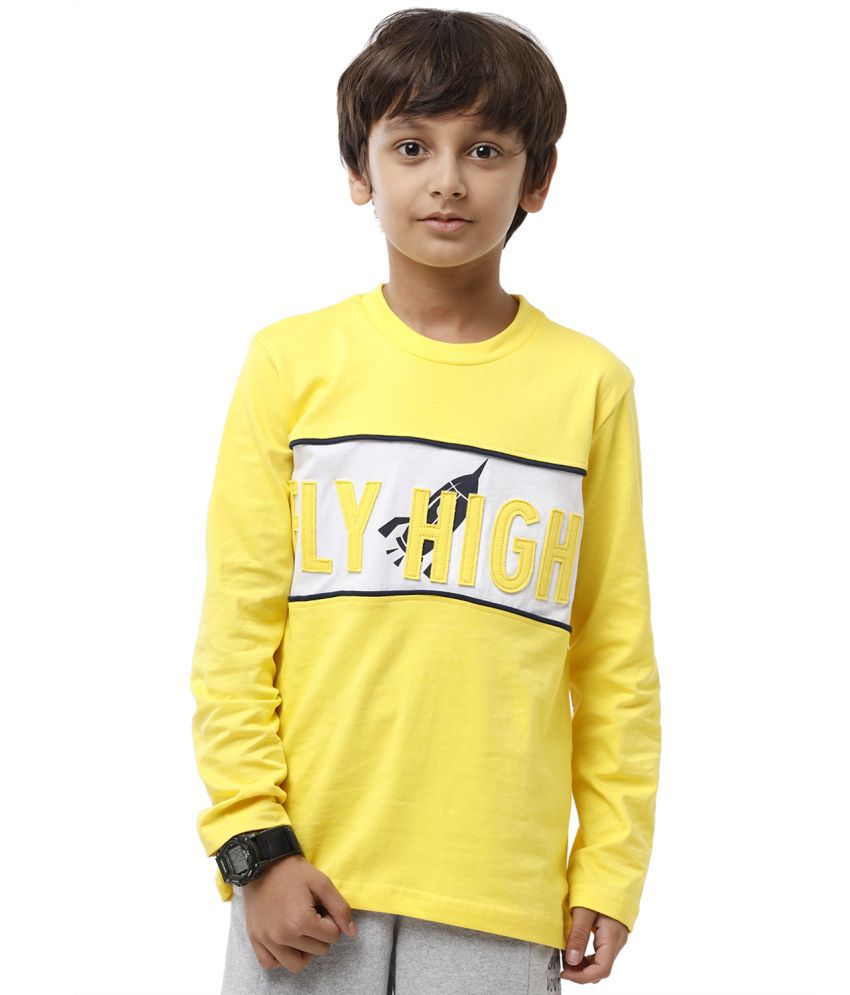     			Under Fourteen Only Yellow Cotton Blend Boy's T-Shirt ( Pack of 1 )