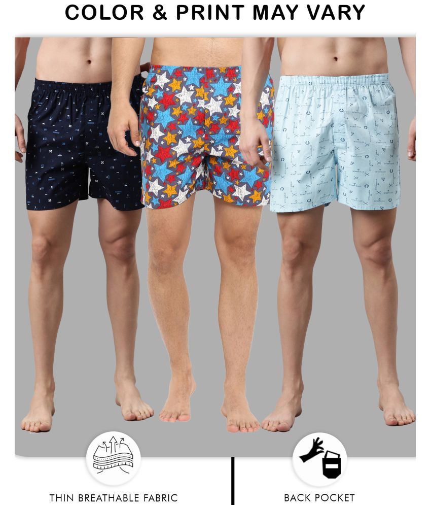     			broon Pack of 3 Cotton Men's Boxer- ( Blue,Navy,Multi ) BOXER SHORTS