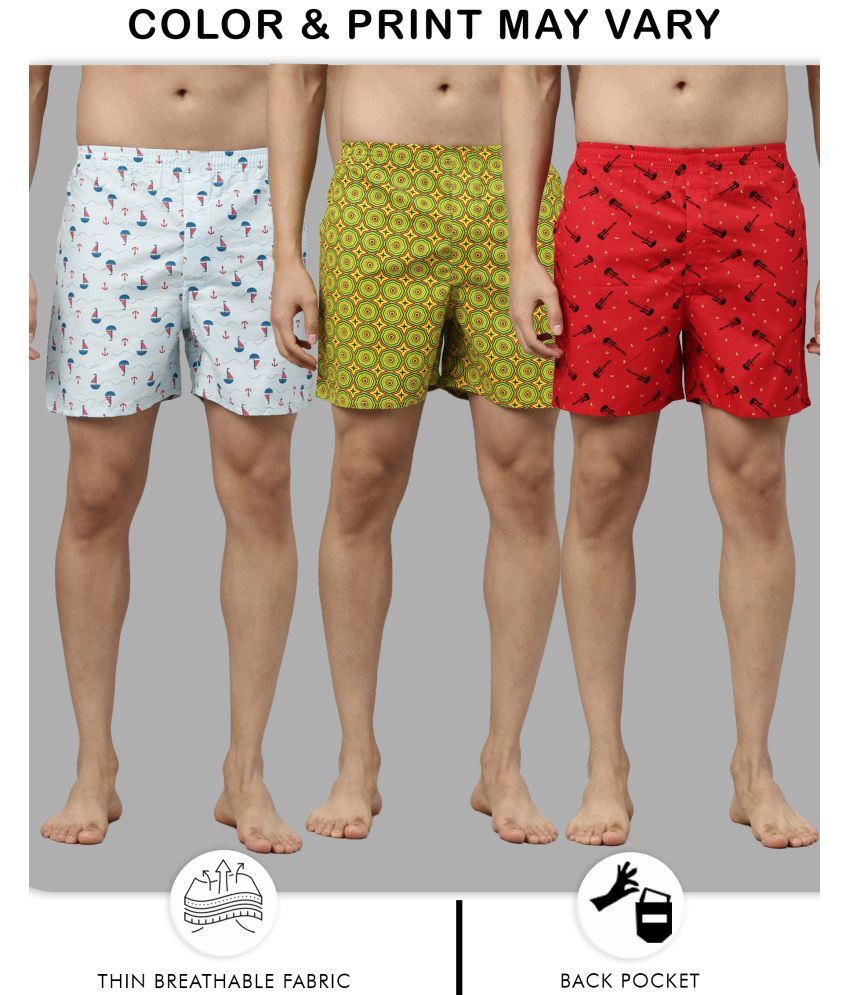     			broon Pack of 3 Cotton Men's Boxer- ( Blue,Navy,Red ) BOXER SHORTS