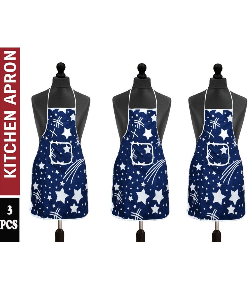     			Aazeem Cotton Blend Printed Kitchen Apron with 1 Center Pocket ( Pack of 3 )