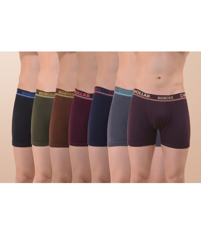     			Pack of 7 Dollar Bigboss Multicolor Interlock SCD Cotton Blend Men's Trunks