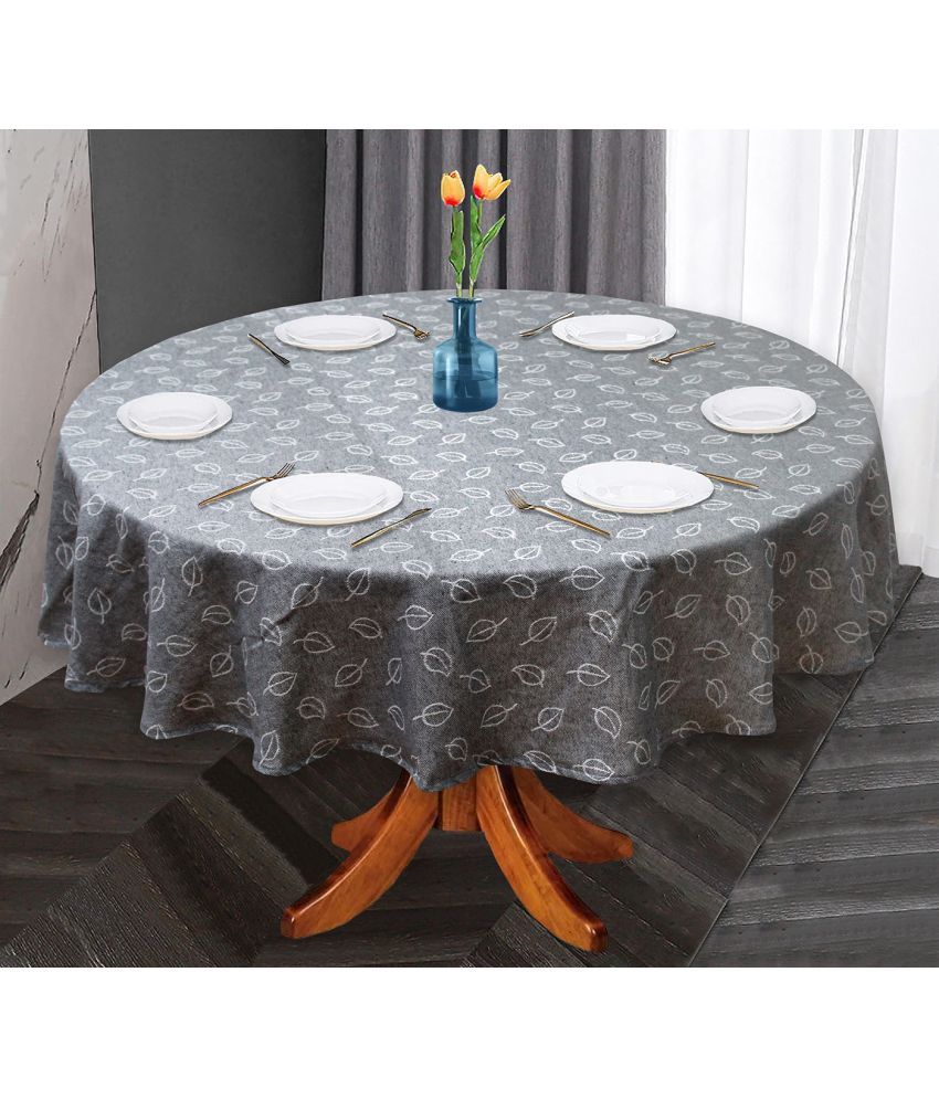     			Oasis Hometex Printed Cotton 6 Seater Round Table Cover ( 152 x 152 ) cm Pack of 1 Dark Grey