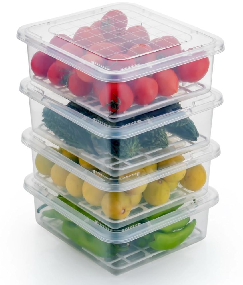    			SHARUJA Freezer Storage Polyproplene Transparent Food Container ( Set of 4 )