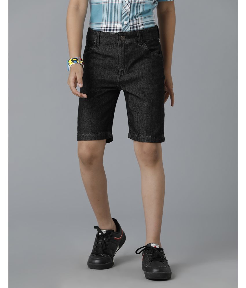     			Under Fourteen Only Pack of 1 Cotton Shorts For Boys ( Black )