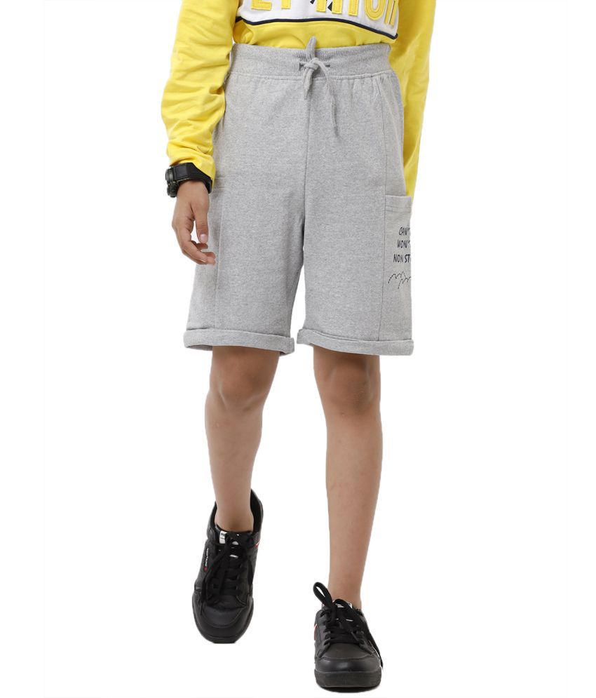     			Under Fourteen Only - Grey Melange Cotton Boys Shorts ( Pack of 1 )