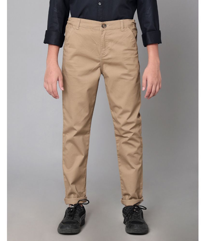     			Under Fourteen Only - Khaki Cotton Boys Trousers ( Pack of 1 )