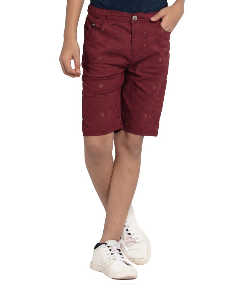     			Under Fourteen Only - Maroon Cotton Boys Shorts ( Pack of 1 )