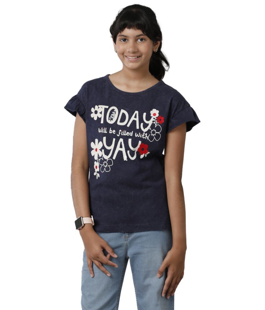     			Under Fourteen Only Navy Cotton Girls T-Shirt ( Pack of 1 )