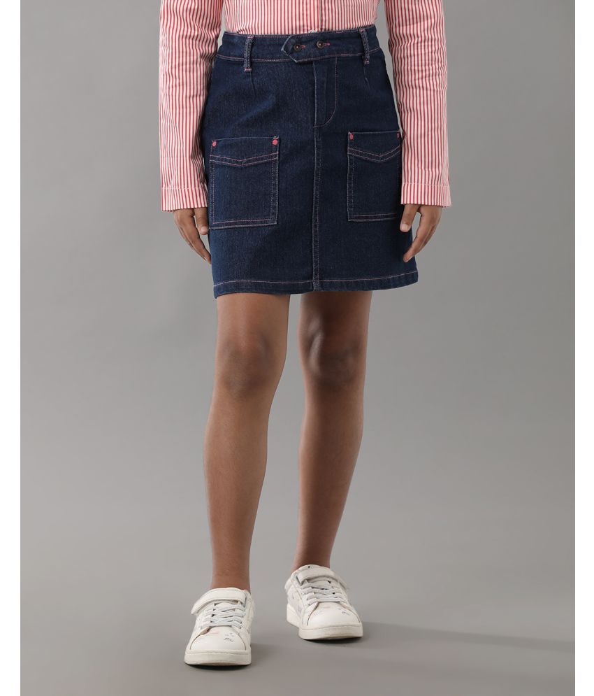     			Under Fourteen Only - Navy Cotton Girls Straight Skirt ( Pack of 1 )