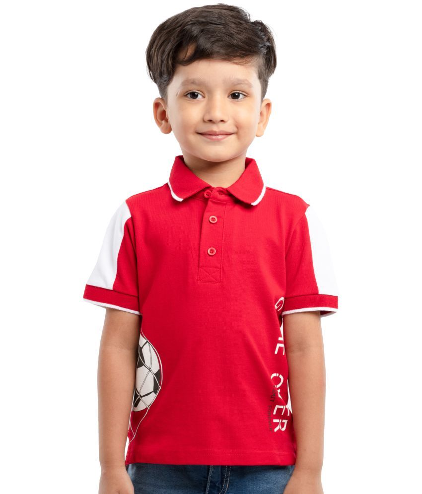     			Under Fourteen Only Pack of 1 Boys Cotton Blend Polo T-Shirt ( Red )