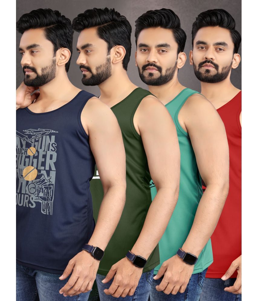     			Pack of 4 allan peter Cotton Blend Men's Vest ( Multicolor )