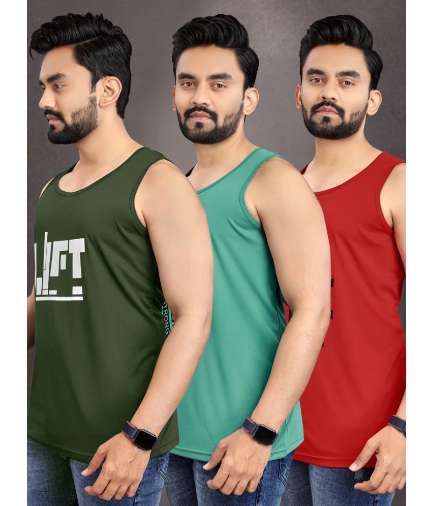     			allan peter Multicolor Cotton Blend Men's Vest ( Pack of 3 )