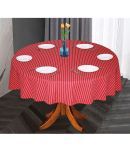 Oasis Hometex Striped Cotton 6 Seater Round Table Cover ( 152 x 152 ) cm Pack of 1 Red